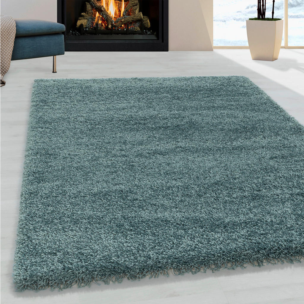 Thumbnail - Hochflorteppich Sydney 3000 hellblau, Hellblau, Textil, Uni, rechteckig, 120x170 cm, Oeko-Tex® Standard 100, für Fußbode...