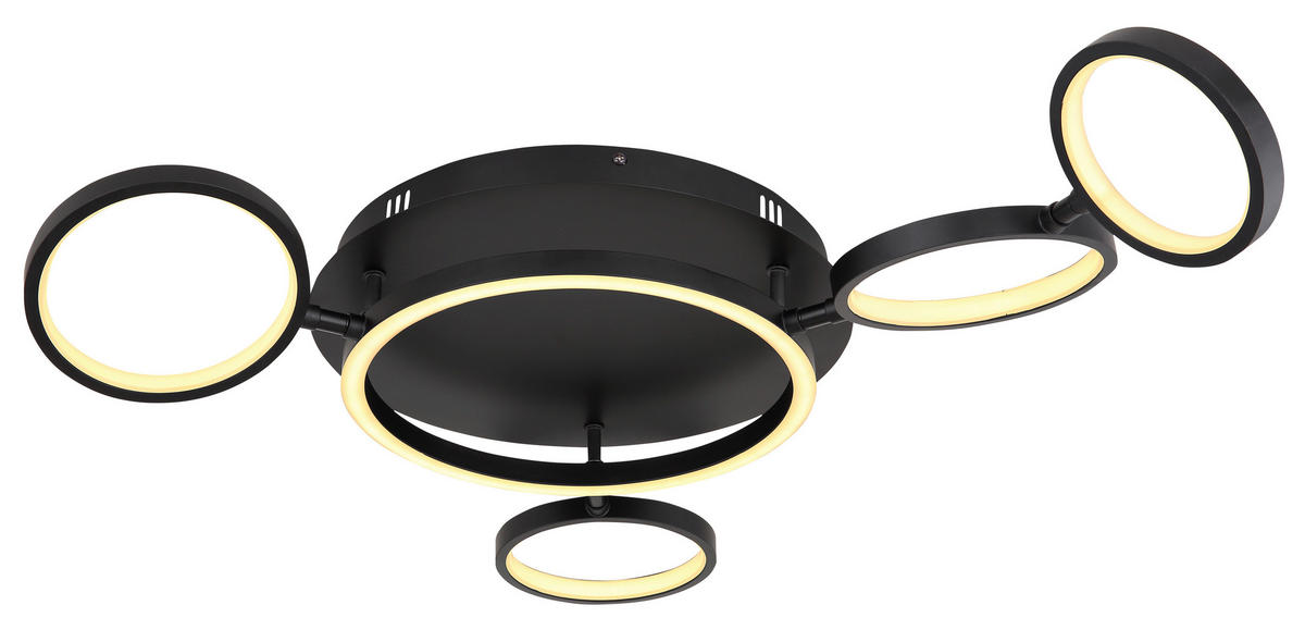 LED-DECKENLEUCHTE 79/56/11,5 cm   - Opal/Schwarz, Design, Kunststoff/Metall (79/56/11,5cm) - Globo