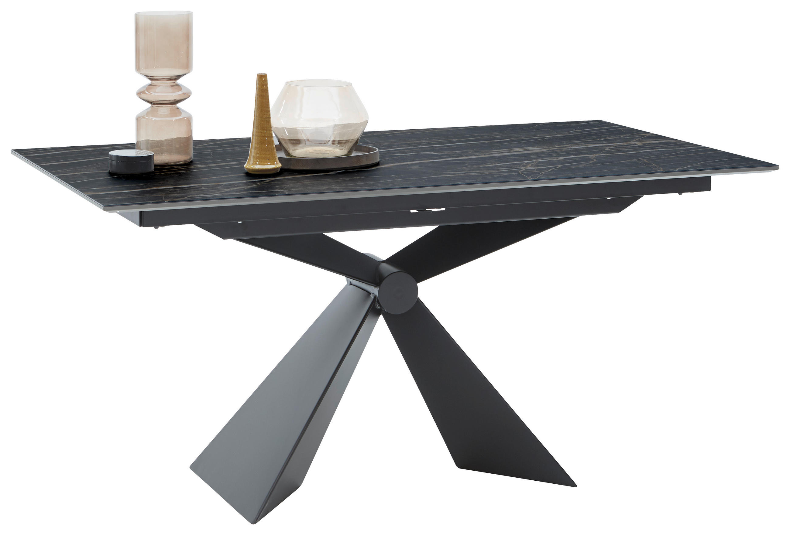 ESSTISCH in Metall, Keramik 160/90/75 cm  - Schwarz, Design, Keramik/Metall (160/90/75cm) - Dieter Knoll