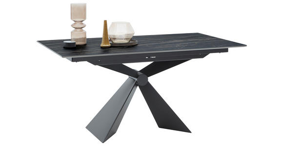 ESSTISCH in Metall, Keramik 160/90/75 cm  - Schwarz, Design, Keramik/Metall (160/90/75cm) - Dieter Knoll