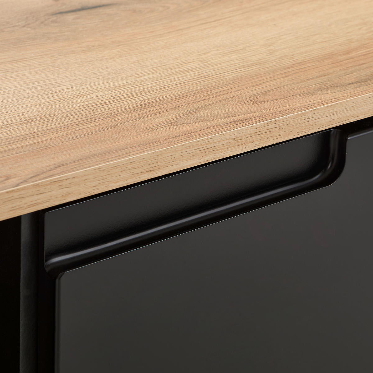 LOWBOARD Swim 165/42/40 cm 1 Schublade(n) Beimöbel erhältlich, stehend  - Eichefarben/Schwarz, Design, Holzwerkstoff/Kunststoff (165/42/40cm) - MID.YOU