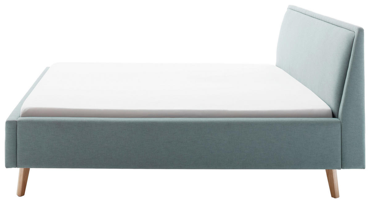 POLSTERBETT 140/200 cm  in Hellblau  - Blau/Eichefarben, Konventionell, Holz/Textil (140/200cm) - Livetastic