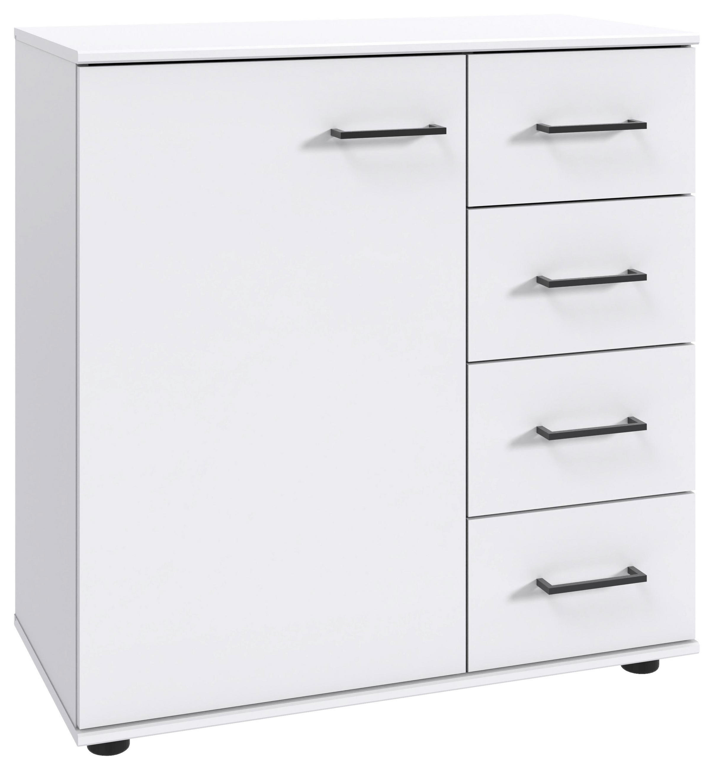 KOMMODE 81/83/41 cm Weiss  - Weiss/Schwarz, Konventionell, Holzwerkstoff/Kunststoff (81/83/41cm) - Carryhome