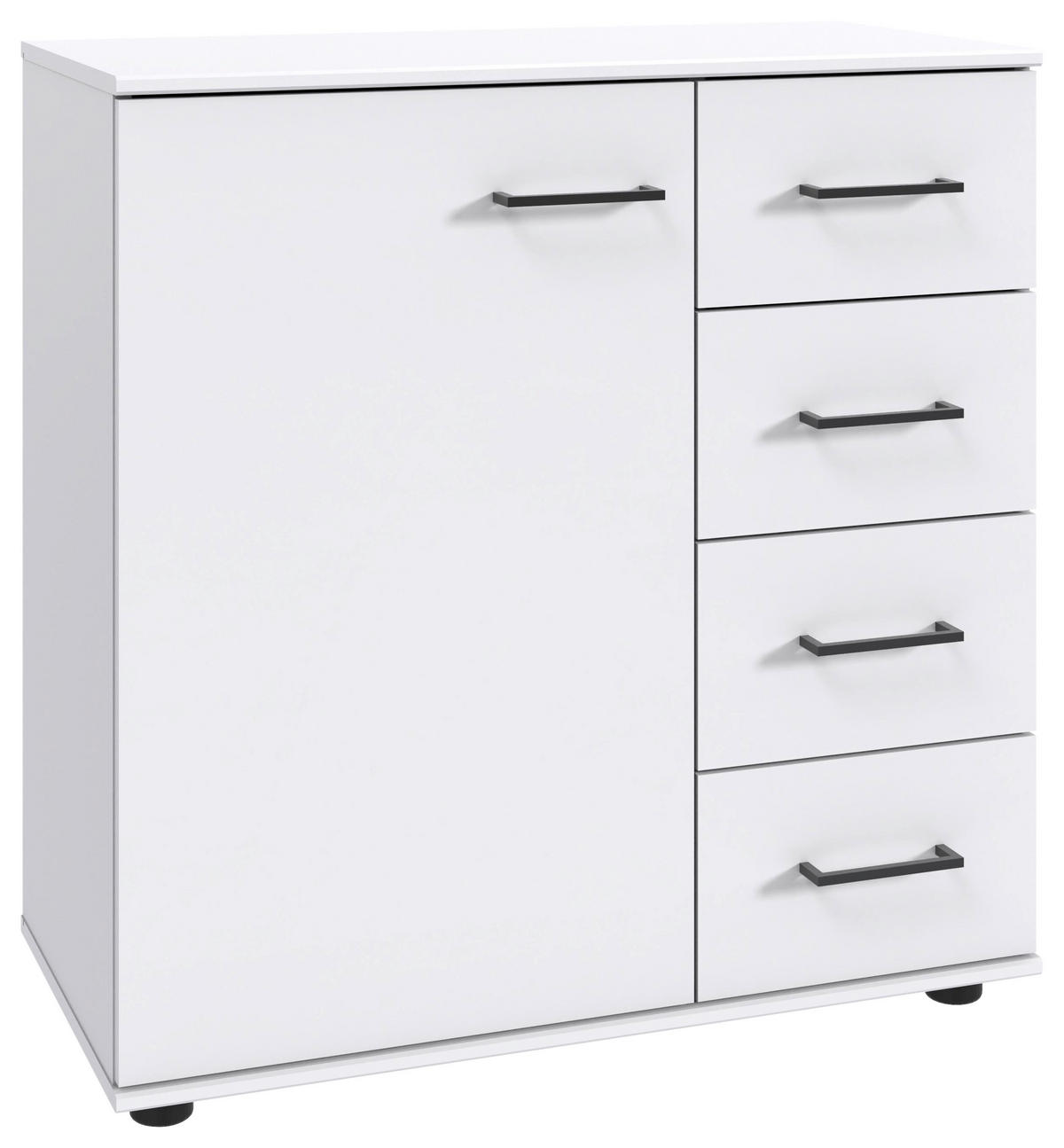 KOMMODE , 81/83/41 cm, 4 Schublade(n)  - Schwarz/Weiß, KONVENTIONELL, Holzwerkstoff/Kunststoff (81/83/41cm) - Carryhome