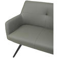 SITZBANK 200/87,5/65 cm Echtleder Anthrazit, Schwarz  - Anthrazit/Schwarz, Design, Leder/Metall (200/87,5/65cm) - Novel