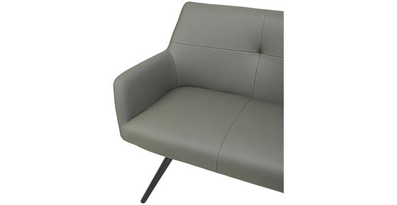 SITZBANK 200/87,5/65 cm Echtleder Anthrazit, Schwarz  - Anthrazit/Schwarz, Design, Leder/Metall (200/87,5/65cm) - Novel
