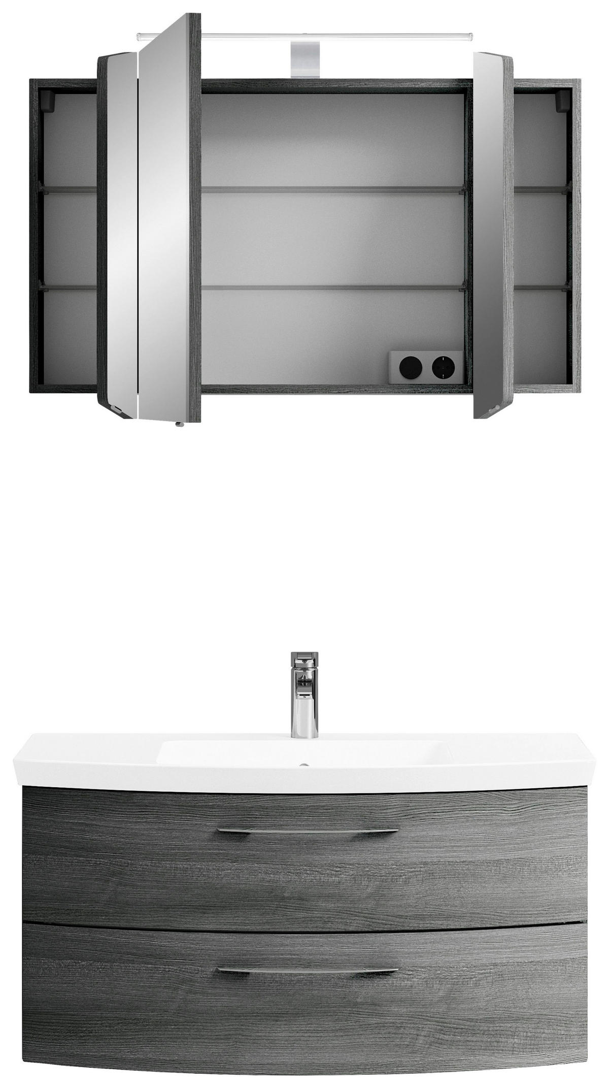 BADEZIMMER 3-teilig  in 101 cm  - Chromfarben/Graphitfarben, KONVENTIONELL, Glas/Holzwerkstoff (101cm) - Pelipal