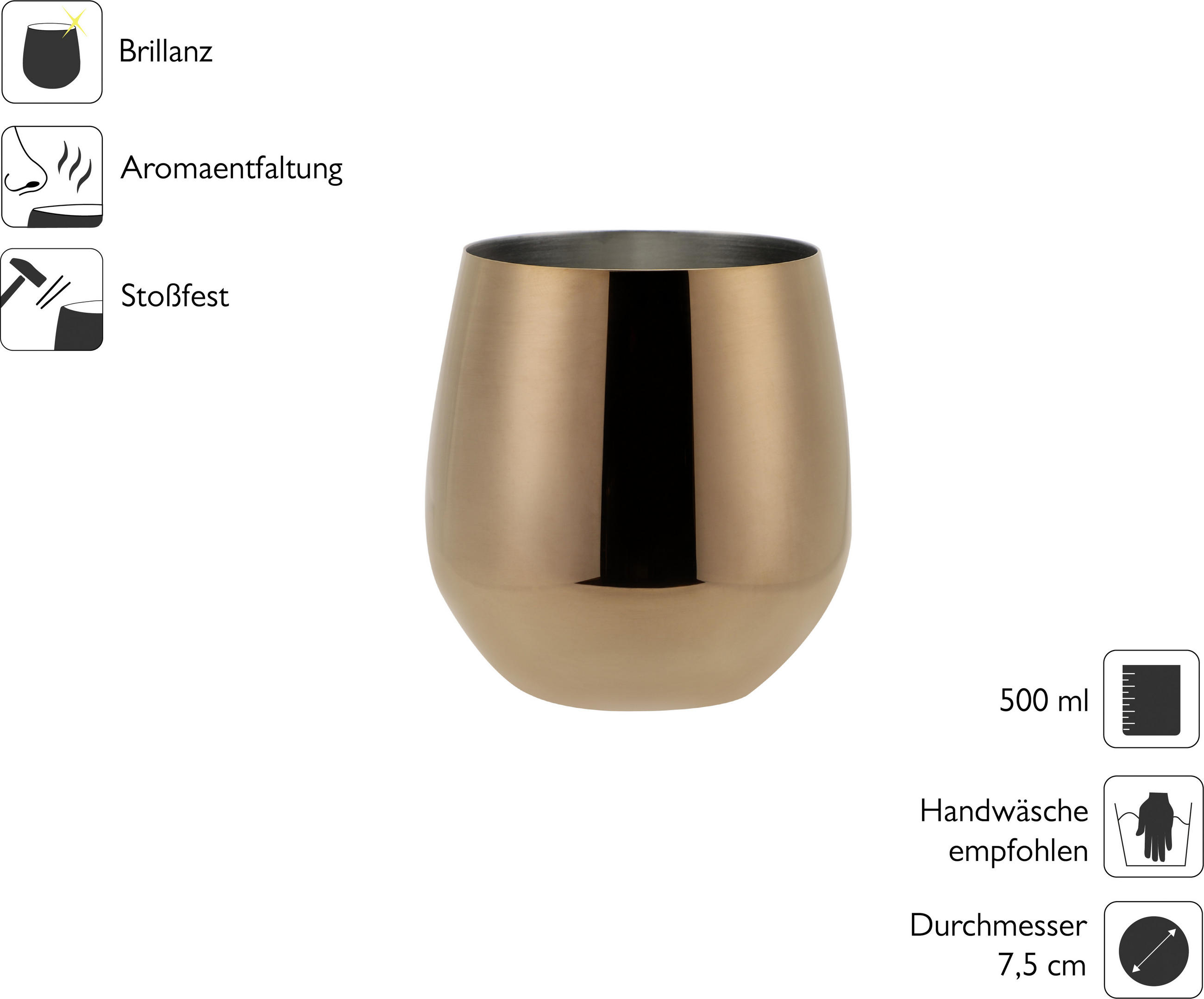 Thumbnail - Echtwerk Gläserset, Kupfer, Metall, 6-teilig, 500 ml, Essen & Trinken, Gläser, Gläser-Sets