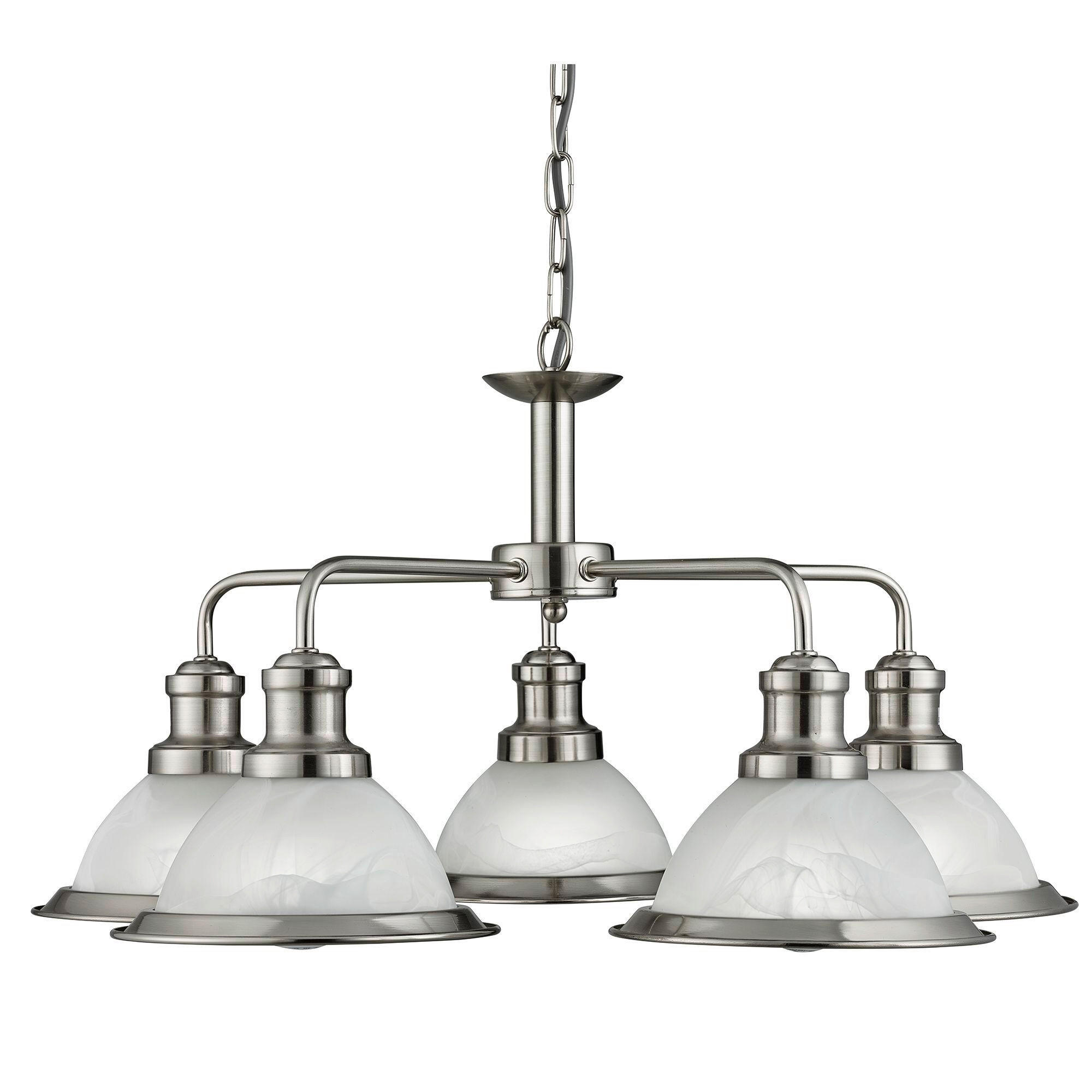 HÄNGELEUCHTE Bistro 63/88 cm  - Silberfarben/Weiß, Design, Glas/Metall (63/88cm) - Searchlight