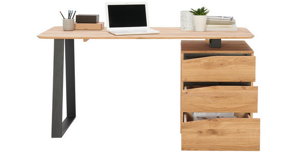 SCHREIBTISCH 140/65/75 cm  in Wildeiche  - Wildeiche/Schwarz, Natur, Holz/Metall (140/65/75cm) - Linea Natura