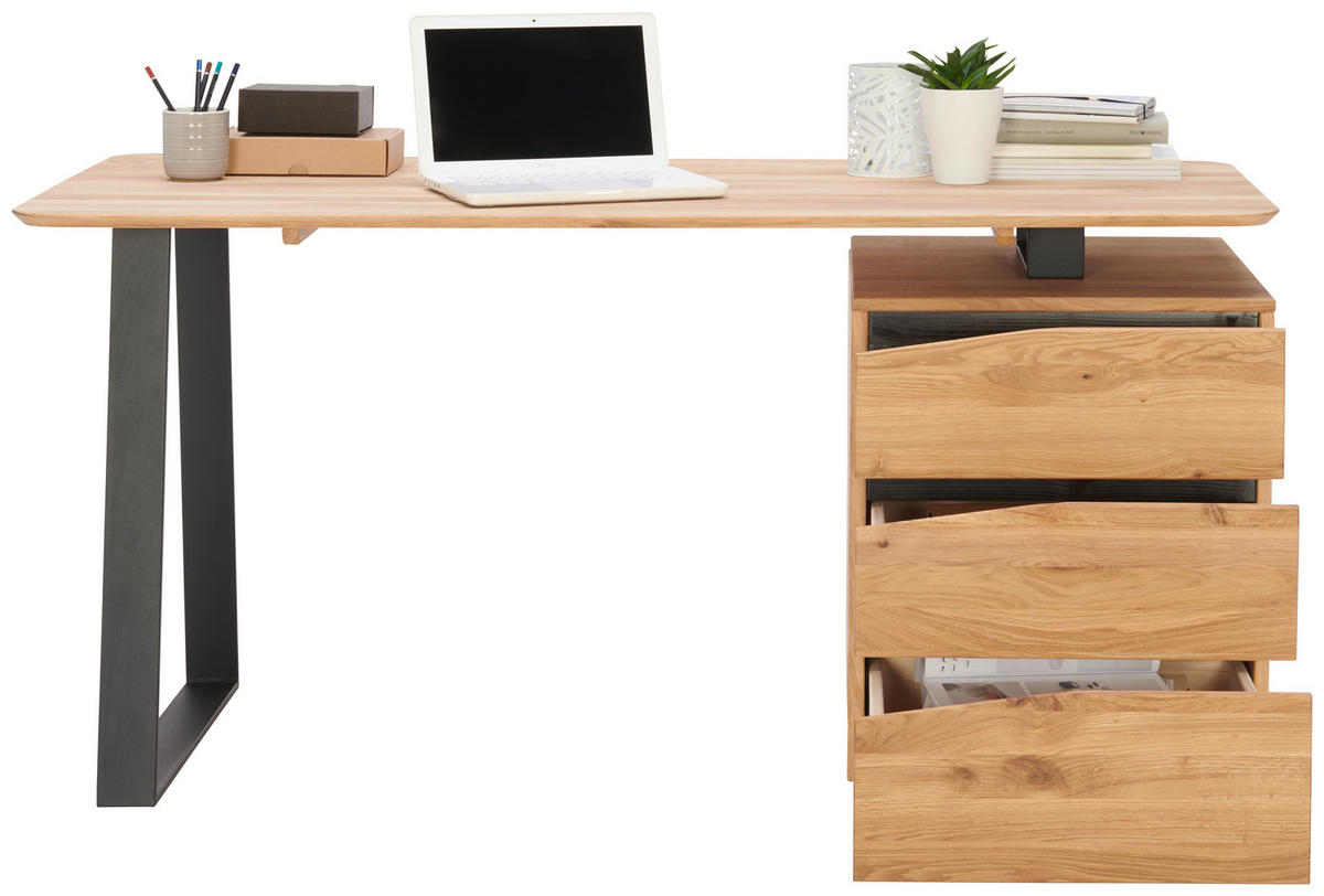 PISAĆI STOL  divlji hrast  drvo  - crna/divlji hrast, Natur, drvo/metal (140/65/75cm) - Linea Natura
