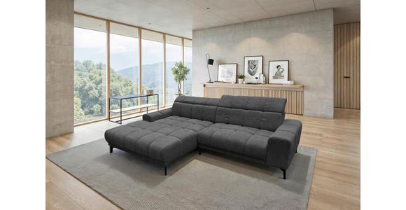 ECKSOFA inkl.Funktionen Anthrazit Chenille  - Anthrazit/Schwarz, MODERN, Textil/Metall (195/300cm) - Xora