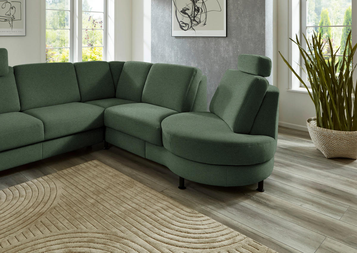 ECKSOFA  in Flachgewebe Waldgrün  248/252 cm  - Waldgrün/Schwarz, KONVENTIONELL, Textil/Metall (248/252cm) - Beldomo Comfort
