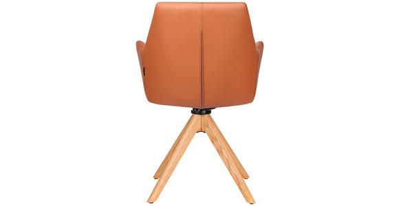 ARMLEHNSTUHL in Echtleder pigmentiert - Eichefarben/Cognac, KONVENTIONELL, Leder/Holz (59,5/87,5/63cm) - Novel