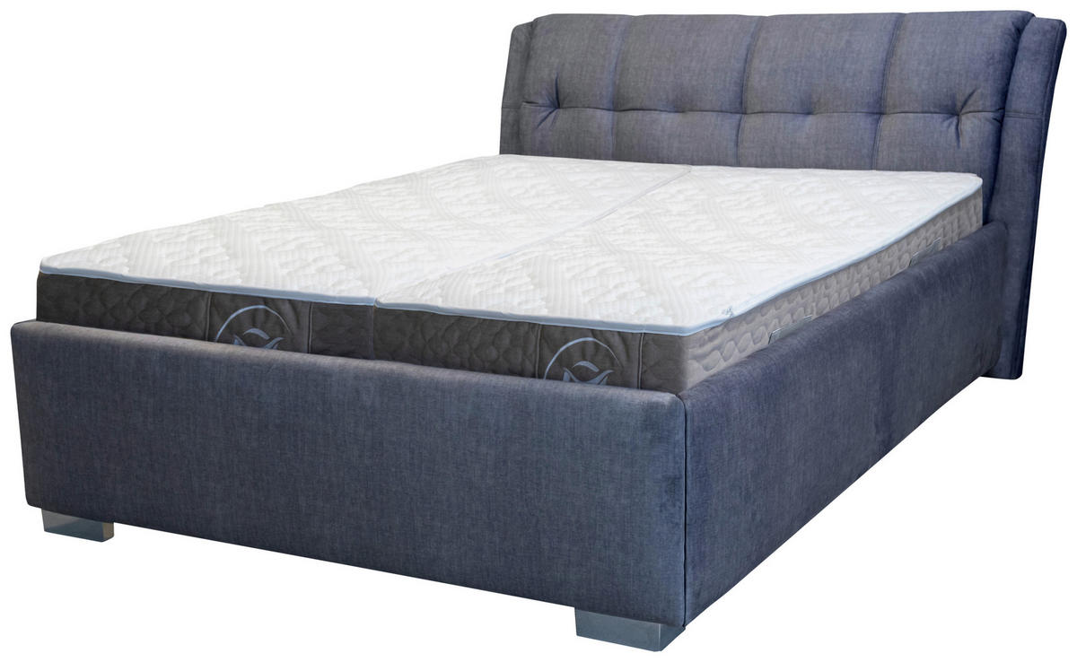 KÁRPITOZOTT ÁGY  szürke  - krómszínű/szürke, Basics, műanyag/textil (170/98/229cm) - Andante