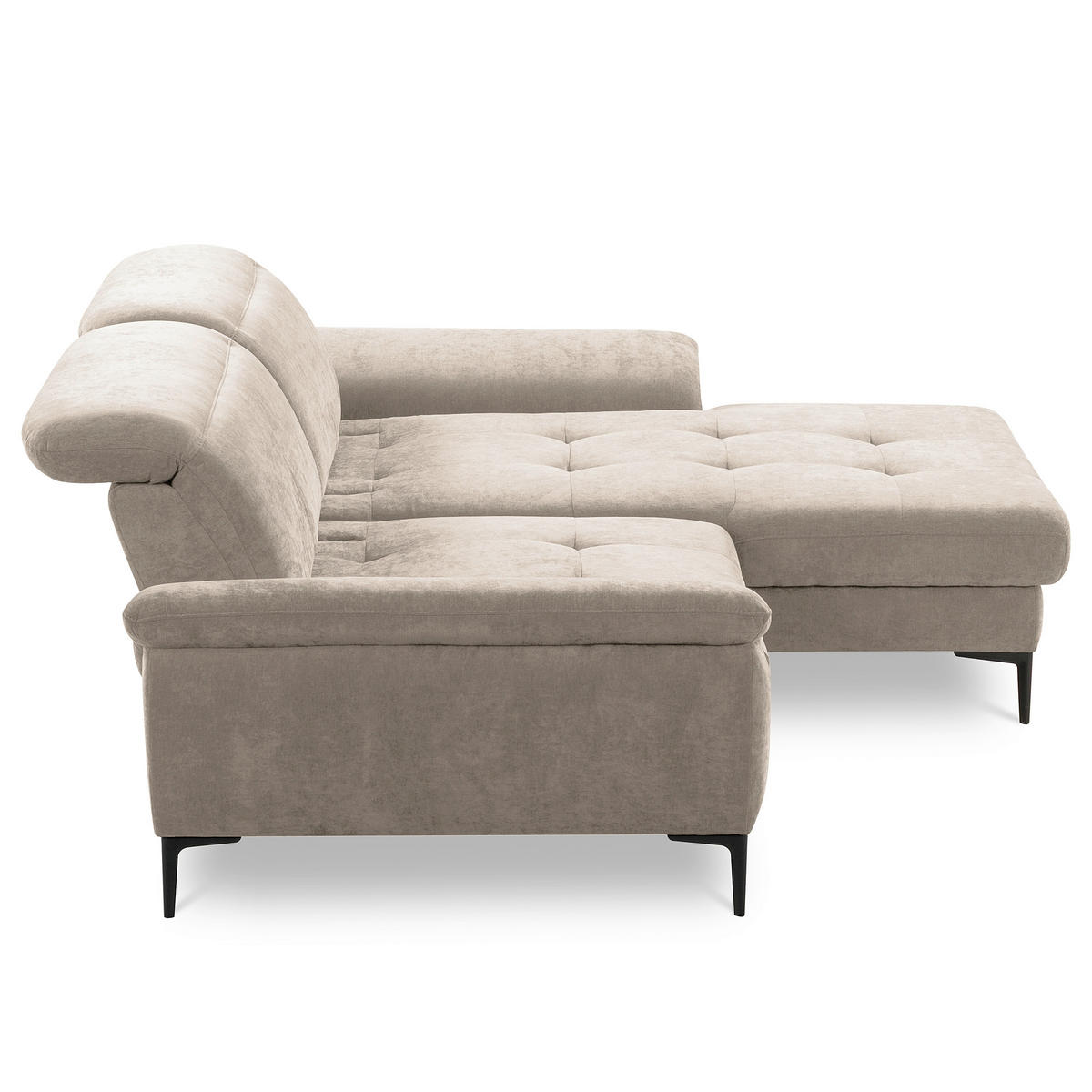 ECKSOFA  Webstoff Taupe  - Taupe/Schwarz, Design, Textil/Metall (268/195cm) - Livetastic