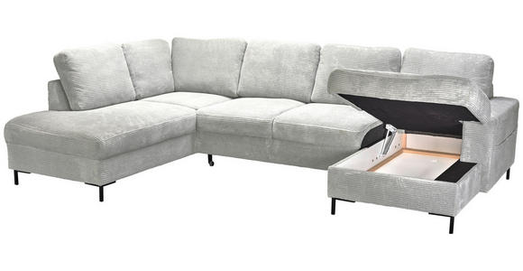 WOHNLANDSCHAFT Naturfarben Cord  - Schwarz/Naturfarben, KONVENTIONELL, Textil/Metall (197/303/148cm) - Carryhome