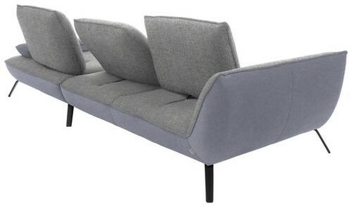 ECKSOFA in Flachgewebe Hellgrau  - Hellgrau/Schwarz, Design, Textil/Metall (301/191cm) - Moderano