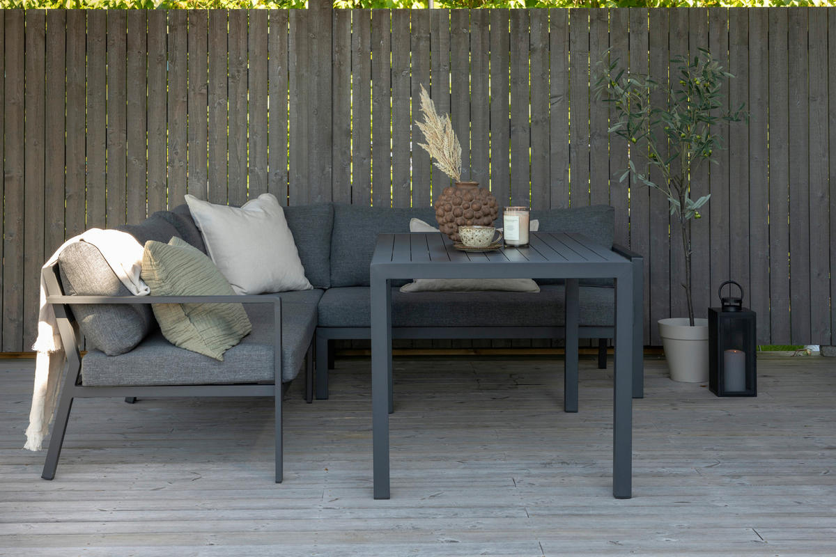 DINING-LOUNGESET  - Schwarz/Grau, KONVENTIONELL, Textil/Metall (294/210cm) - Gardenson