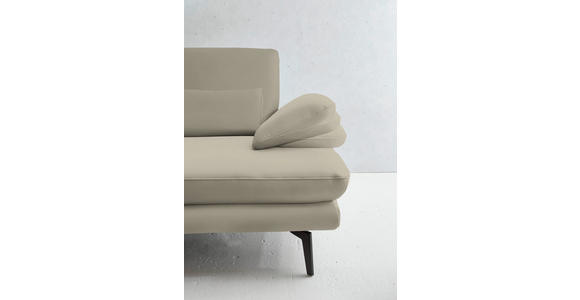 2,5-SITZER  in Echtleder Ecru   - Ecru/Schwarz, Design, Leder/Metall (196/86/104cm) - Dieter Knoll