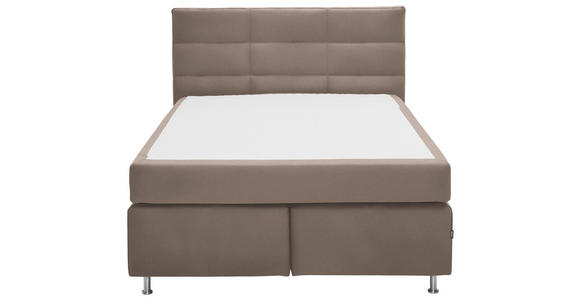 BOXSPRINGBETT 140/200 cm in Hellbraun - Hellbraun/Alufarben, KONVENTIONELL, Textil/Metall (140/200cm) - Dieter Knoll