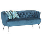 SITZBANK 170/86/77 cm Velours Blau Metall  - Blau/Schwarz, ROMANTIK / LANDHAUS, Textil/Metall (170/86/77cm) - Landscape