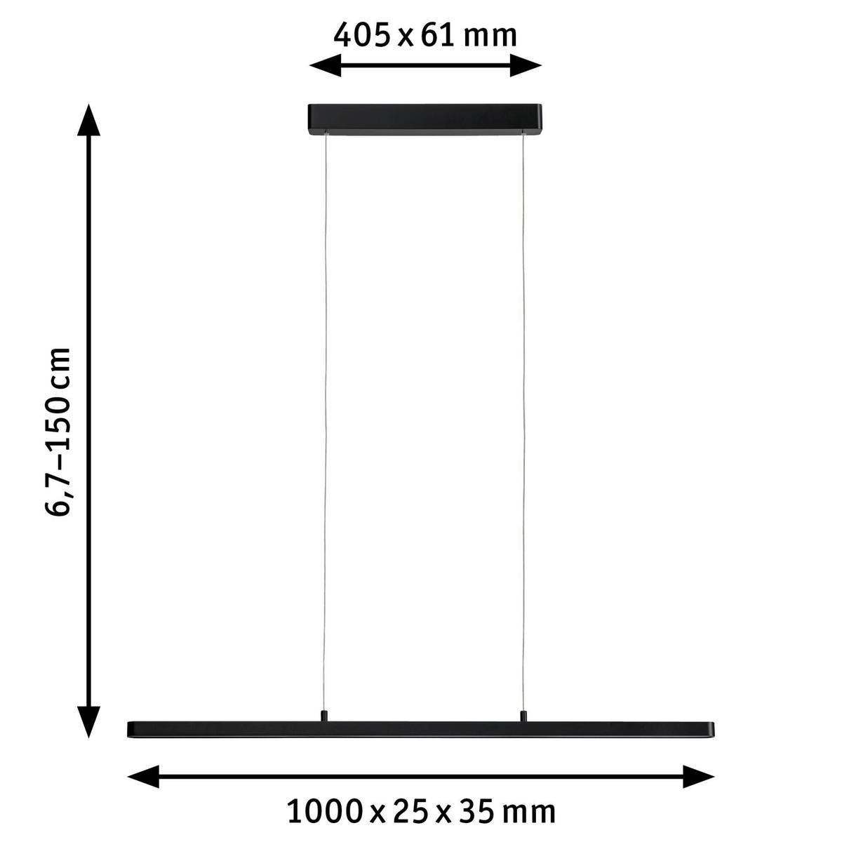 LED-HÄNGELEUCHTE 100/150 cm  - Schwarz, Design, Kunststoff/Metall (100/150cm) - Paulmann