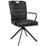 ARMLEHNSTUHL  Sitzfläche 360° drehbar, inklusive Armlehnen, mit Griff, automatische Rückholfunktion Mikrofaser  - Schwarz, Design, Textil/Metall (50/92,5/62cm) - Ambia Home