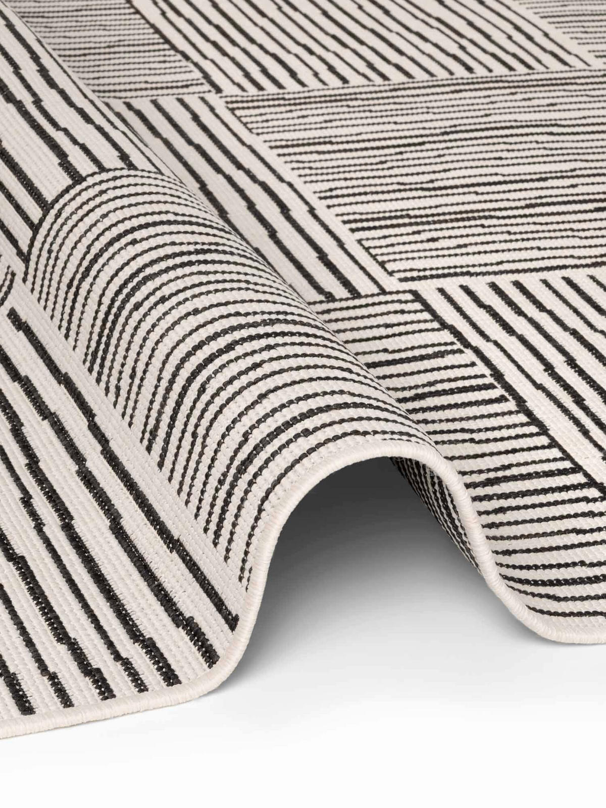 FLACHWEBETEPPICH 160/230 cm Haringey Schwarz, Weiß  - Schwarz/Weiß, Design, Kunststoff (160/230cm)