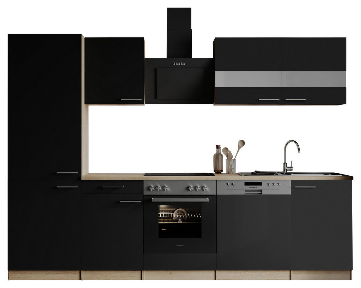 MODULKÖK 280 cm   i svart  - stålfärgad/svart, Basics, metall/trämaterial (280cm) - Respekta