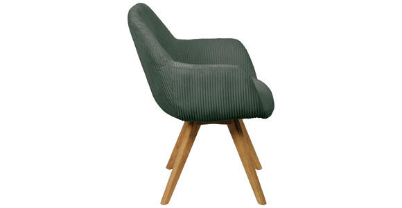 ARMLEHNSTUHL in Cord - Eichefarben/Grün, KONVENTIONELL, Holz/Textil (61/64/58cm) - Linea Natura