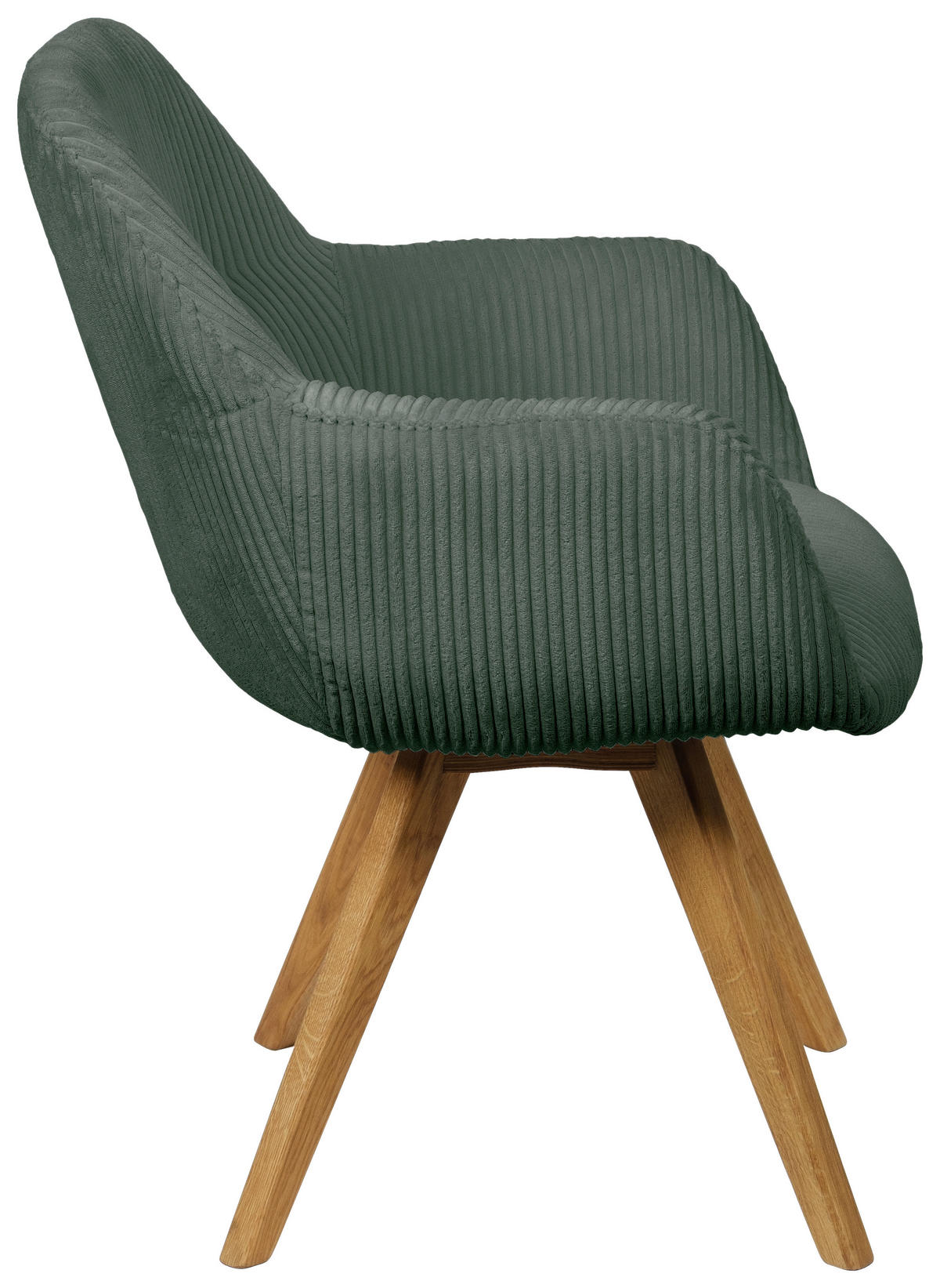 ARMLEHNSTUHL  in Cord  - Eichefarben/Grün, KONVENTIONELL, Holz/Textil (61/64/58cm) - Linea Natura