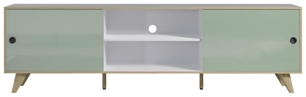 TV-ELEMENT  in 217/63/40 cm  - Eichefarben/Weiß Hochglanz, MODERN, Holzwerkstoff/Kunststoff (217/63/40cm) - Boxxx