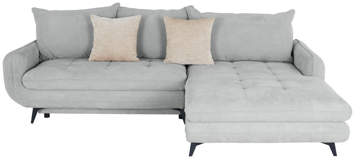 ECKSOFA WAVE Silberfarben Struktur  - Beige/Silberfarben, MODERN, Textil/Metall (266/189cm) - MID.YOU