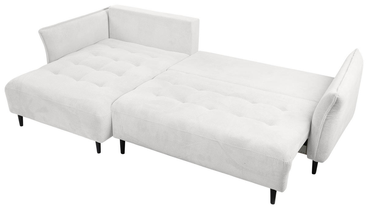 ECKSOFA in Chenille Creme  - Creme/Schwarz, Modern, Textil/Metall (200/285cm) - MID.YOU