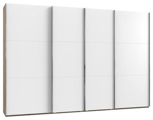 SCHWEBETÜRENSCHRANK 350/216/65 cm 4-türig Weiß, Eichefarben  - Chromfarben/Eichefarben, Basics, Holzwerkstoff/Metall (350/216/65cm) - MID.YOU