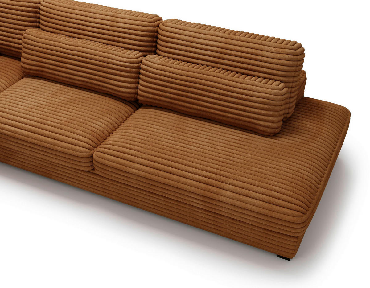ECKSOFA Rostfarben Cord, Plüsch  - Rostfarben/Schwarz, Design, Kunststoff/Textil (244/332cm) - Livetastic
