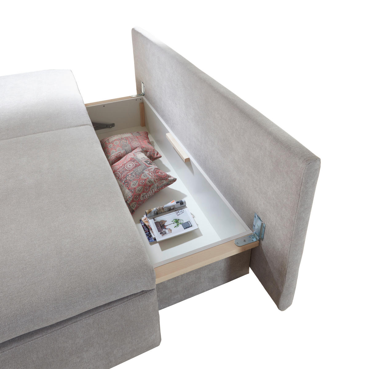 SCHLAFSOFA Chenille Hellgrau  - Chromfarben/Hellgrau, Design, Textil/Metall (194/96/86cm) - Novel