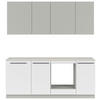 KÜCHENBLOCK 210 cm   in Grau, Weiß, Hellgrau  - Hellgrau/Schwarz, Basics, Holzwerkstoff/Kunststoff (210cm) - Visiona