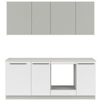 KÜCHENBLOCK 210 cm   in Grau, Weiß, Hellgrau  - Hellgrau/Schwarz, Basics, Holzwerkstoff/Kunststoff (210cm) - Visiona