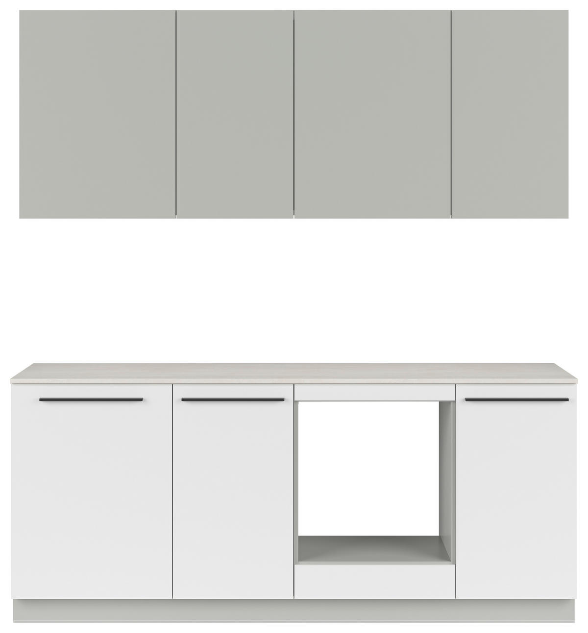 KÜCHENBLOCK 210 cm   in Grau, Weiß, Hellgrau  - Hellgrau/Schwarz, Basics, Holzwerkstoff/Kunststoff (210cm) - Visiona