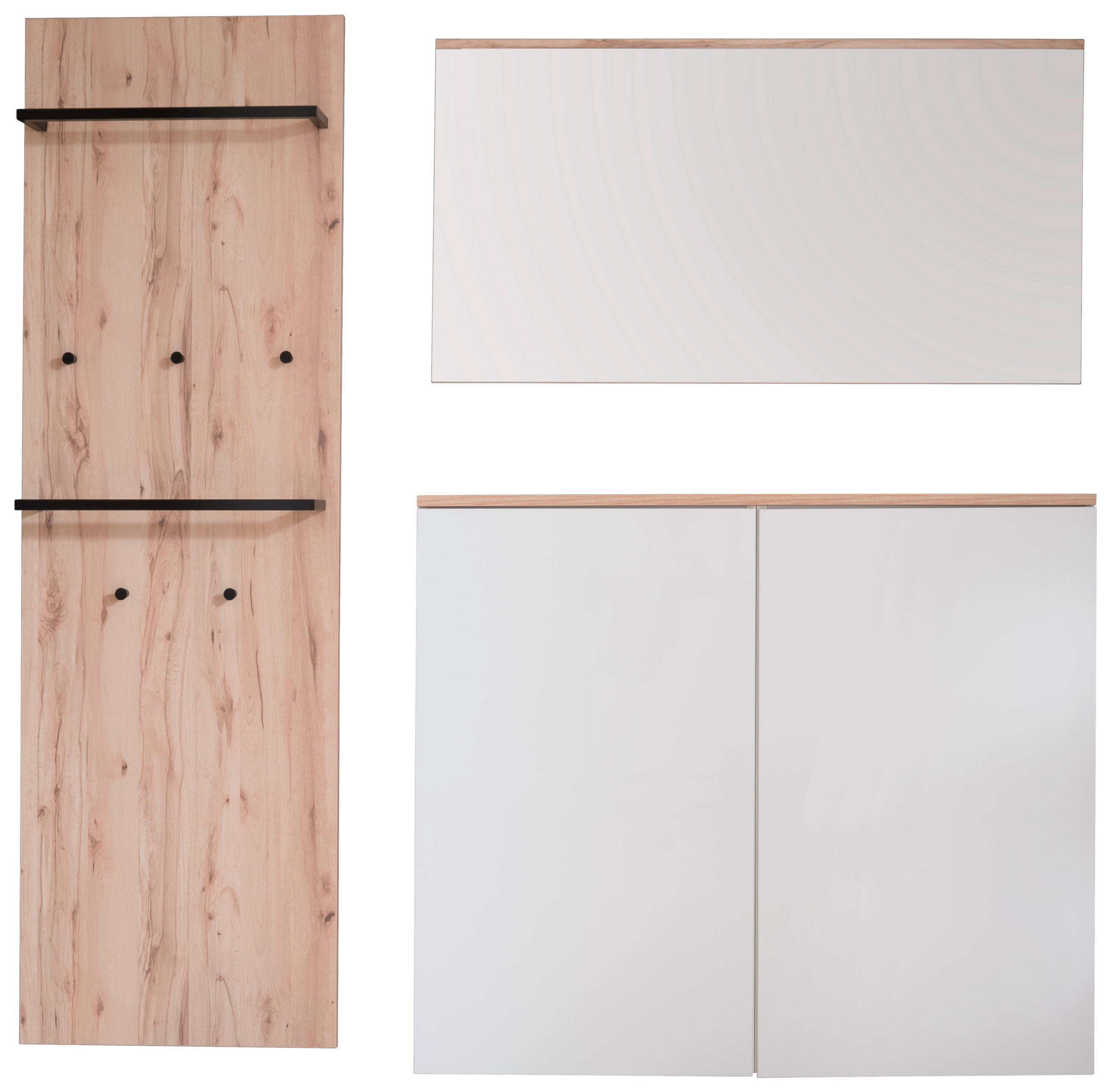 GARDEROBE 3-teilig  in 190/200/38 cm  - Weiss/Buchefarben, Konventionell, Holzwerkstoff (190/200/38cm) - Moderano