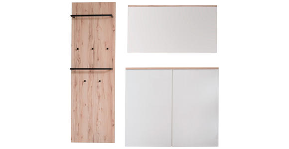 GARDEROBE 3-teilig in 190/200/38 cm - Buchefarben/Weiß, KONVENTIONELL, Holzwerkstoff (190/200/38cm) - Moderano