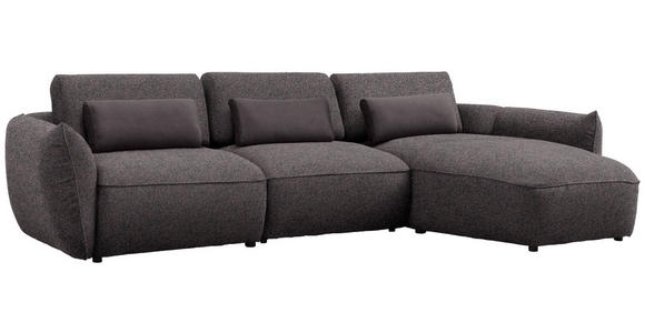 ECKSOFA  in Chenille Dunkelbraun  340/190 cm  - Dunkelbraun/Schwarz, Design, Kunststoff/Textil (340/190cm) - Belluti