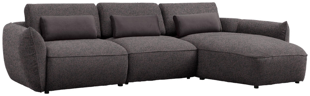 ECKSOFA  in Chenille Dunkelbraun  340/190 cm  - Dunkelbraun/Schwarz, Design, Kunststoff/Textil (340/190cm) - Belluti