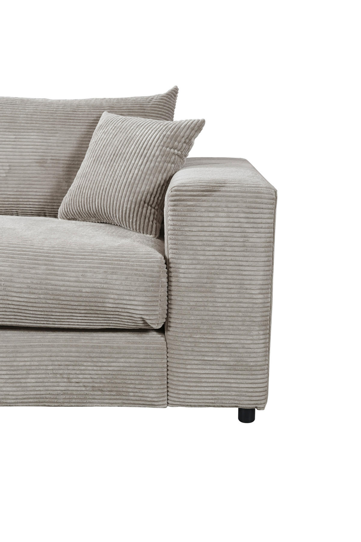 ECKSOFA FUNNY S Grau Cord, Velours Zierkissen, Rückenkissen, Hocker  - Schwarz/Grau, Basics, Kunststoff/Textil (180/265cm) - Livetastic