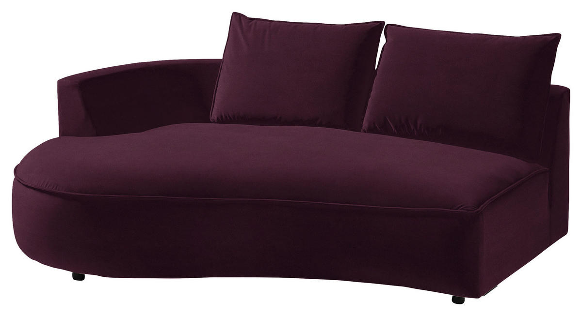 BIGSOFA in Samt Brombeere  - Brombeere/Schwarz, Design, Kunststoff/Textil (322/66/154cm) - home24