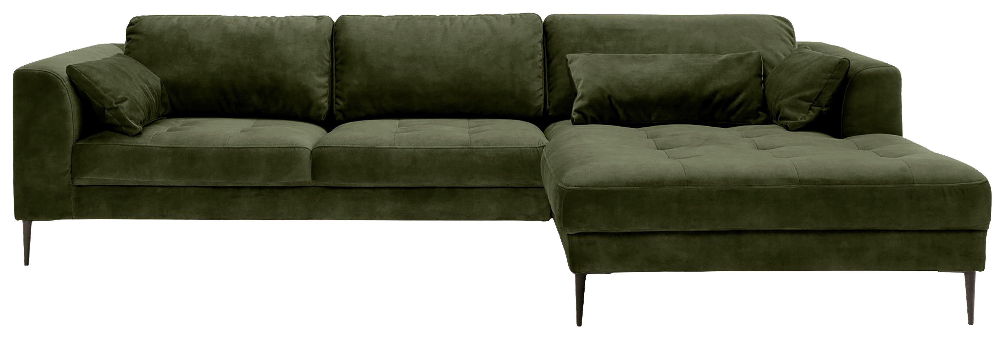 ECKSOFA in Mikrofaser Dunkelgrün  - Dunkelgrün/Schwarz, Modern, Textil (280/168cm) - Trendmanufaktur