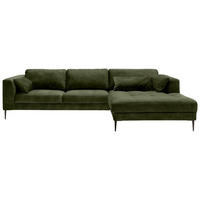 ECKSOFA in Mikrofaser Dunkelgrün  - Dunkelgrün/Schwarz, Modern, Textil (280/168cm) - Trendmanufaktur