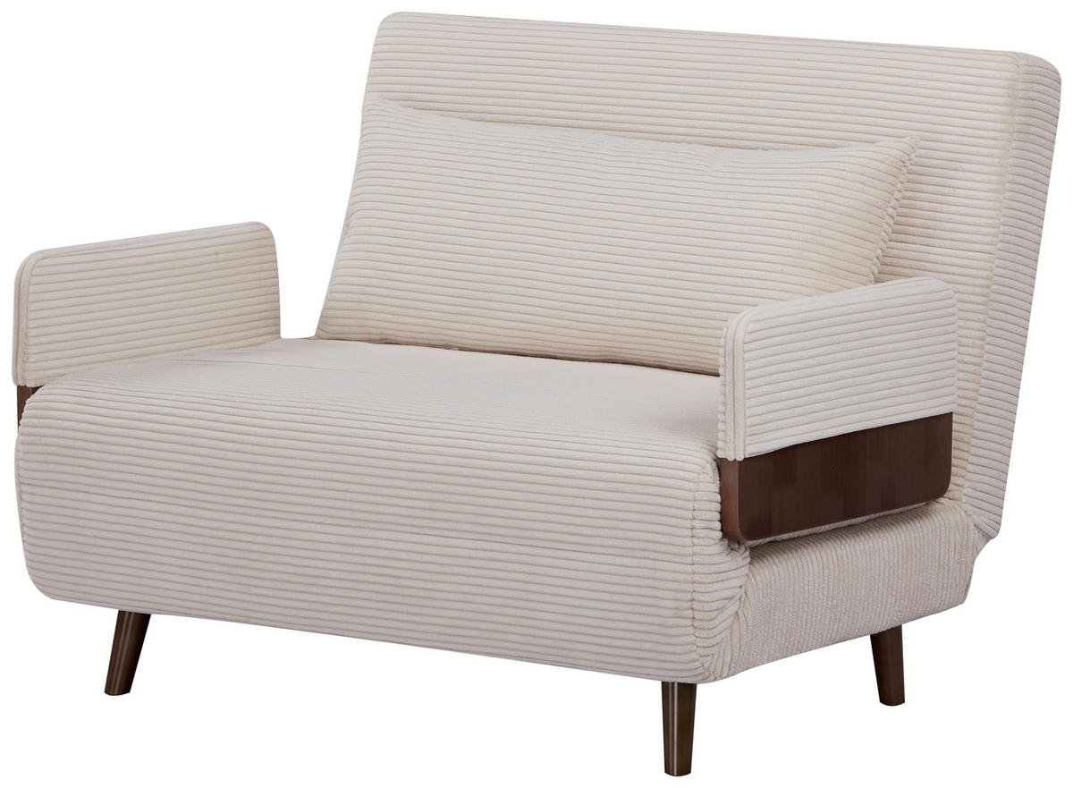 SCHLAFSESSEL Cord Creme    - Hellbraun/Creme, MODERN, Holz/Textil (107/82/91cm) - Livetastic